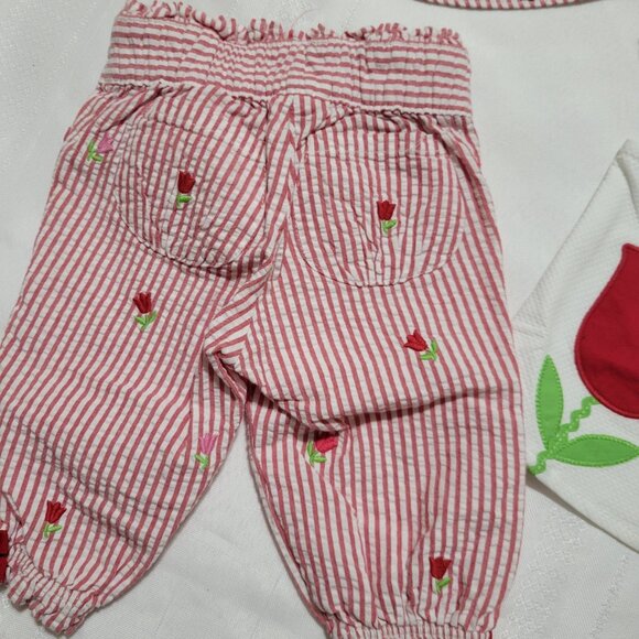 Gymboree Too Cute Tulip NWT 0-3 month top, VGUC pants, 3-6 month hat set. Mixed - Picture 4 of 5
